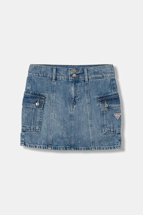 Guess spódnica jeansowa dziecięca kolor niebieski mini rozkloszowana J6RD20 D45E0