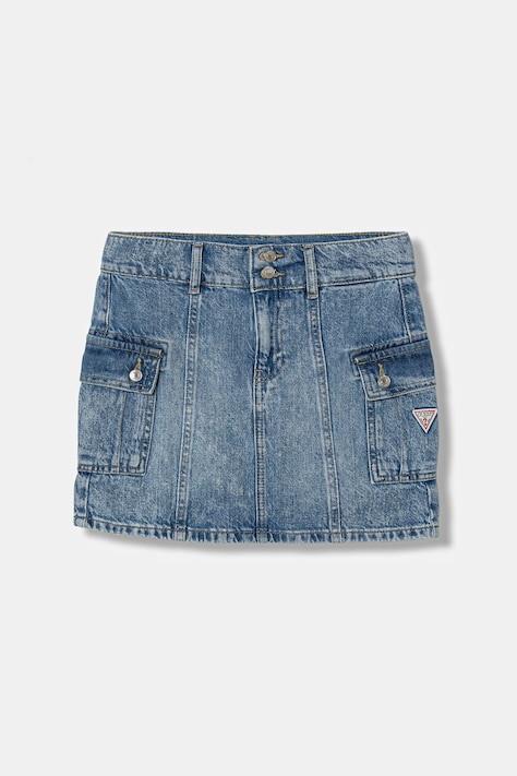 Guess spódnica jeansowa dziecięca kolor niebieski mini rozkloszowana J6RD20 D45E0