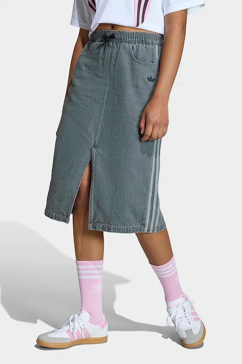 Παιδική τζιν φούστα adidas Originals χρώμα: γκρι, KE2966