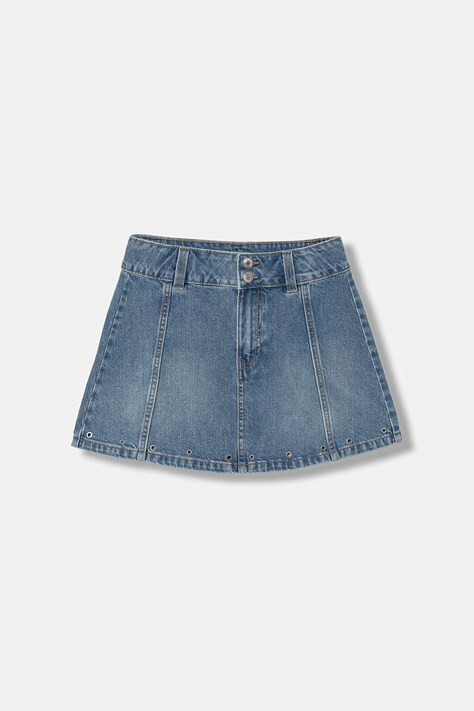 United Colors of Benetton sukňa rifľová modrá s efektom prania 4R76C002O
