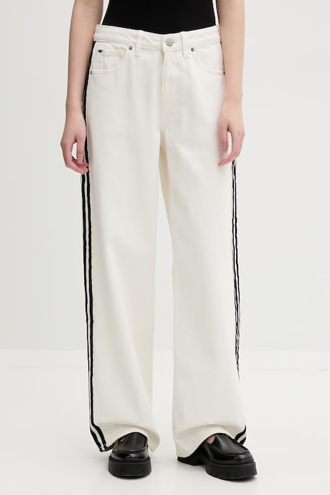 adidas Originals Firebird jeansy straight damskie beżowe KD2895