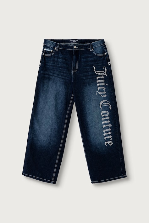 Juicy Couture Jeansy wide leg damskie Diamante granatowe JCDJE225952