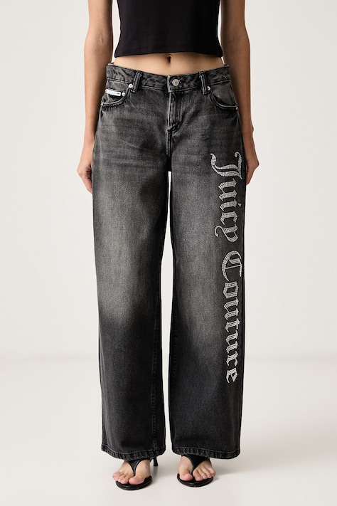 Juicy Couture Blugi wide leg pentru femei Diamante gri JCDJE225952