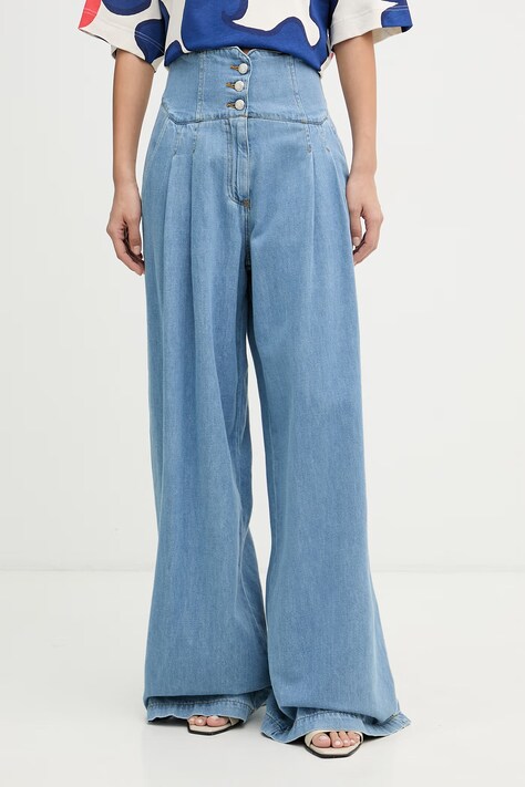ERMANNO Firenze jeansy wide leg damskie niebieskie D48EP084EJ4