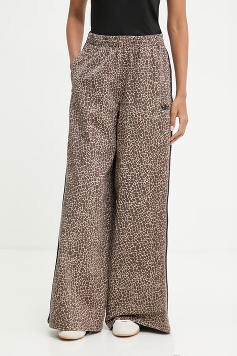 adidas Originals spodnie damskie kolor brązowy szerokie high waist KD8811