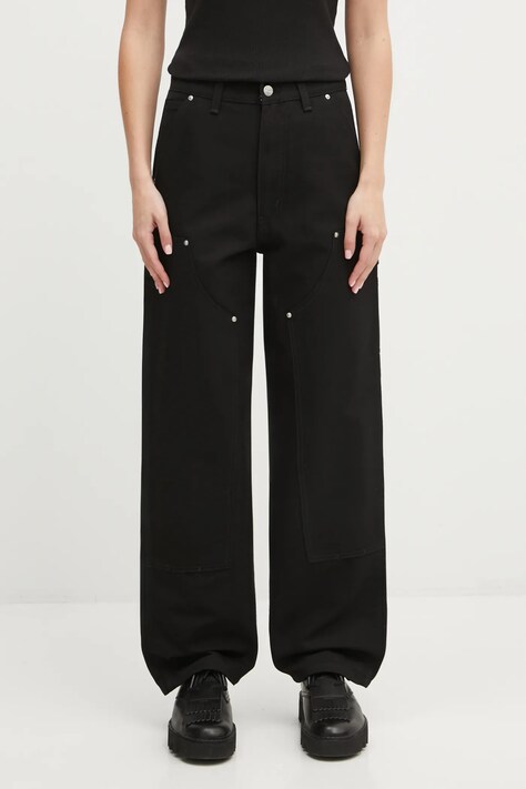 Carhartt WIP spodnie W Brandon Double Knee Pant damskie kolor czarny proste high waist I036352.8901