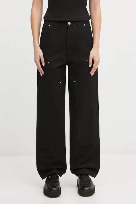 Carhartt WIP spodnie W Brandon Double Knee Pant damskie kolor czarny proste high waist I036352.8901
