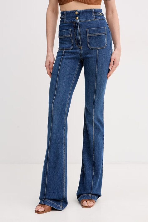 Elisabetta Franchi jeansy flare damskie niebieskie PJ26D61E2