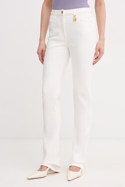 Elisabetta Franchi Jeansy flare damskie beżowe PJ29I61E2