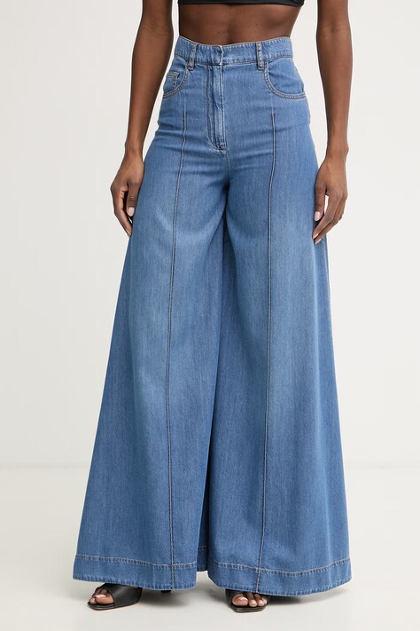 Simona Corsellini jeansy wide leg damskie niebieskie P26CPPAT0101