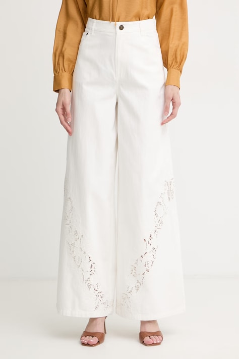 Twinset jeansy wide leg damskie białe 261TT2461