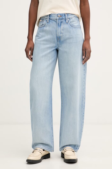 Calvin Klein Jeans jeansy barrel damskie niebieskie LV047F684G