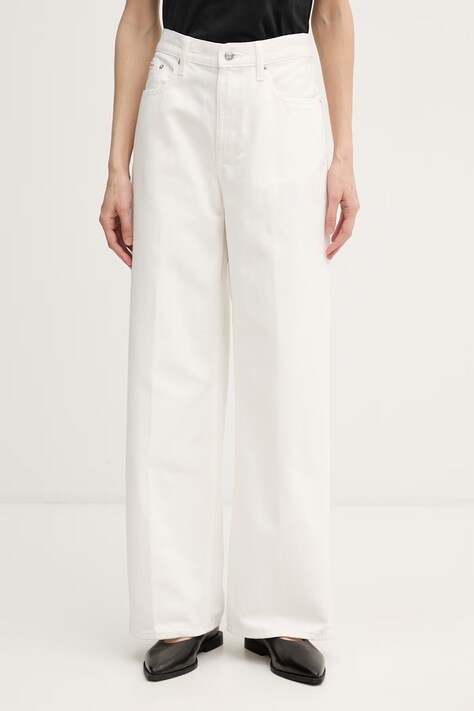 Calvin Klein Jeans jeansy relaxed fit damskie beżowe LV047F742G