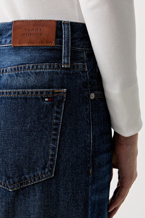 Tommy Hilfiger kavbojke s širokimi hlačnicami ženske mornarsko modre WW0WW48567