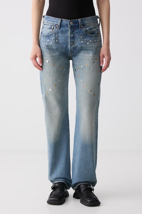 Levi's ravne traperice za žene ROAD WORN 501 x PRIDE plave 0065U