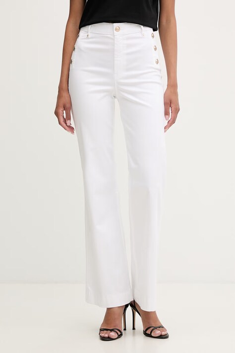 Guess hlače za žene s lyocellom NEW FAYE bijele W6GA0P W2440