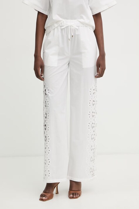 Patrizia Pepe spodnie damskie bawełniane białe regular waist 2P1764 A773