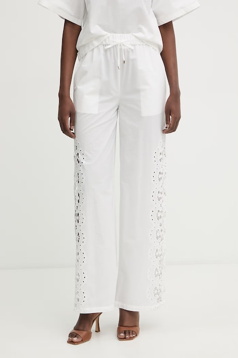 Patrizia Pepe spodnie damskie bawełniane białe regular waist 2P1764 A773