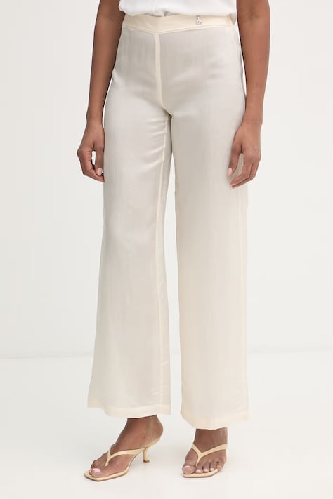 Patrizia Pepe spodnie damskie z wiskozy beżowe high waist 2P1765 A752