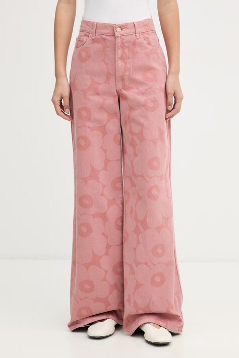 Marimekko jeansy wide leg damskie różowe 095193