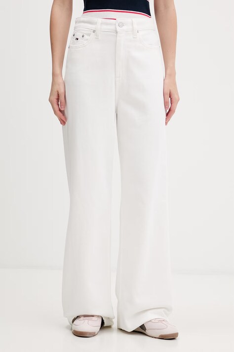 Tommy Jeans jeansy wide leg damskie białe DW0DW22648
