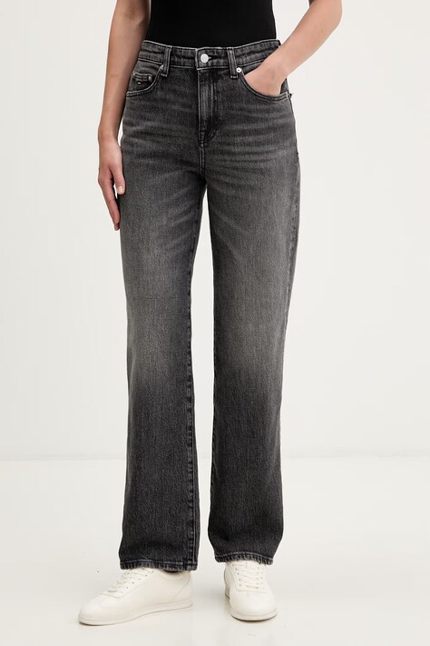 Tommy Jeans jeansy straight damskie czarne DW0DW22649