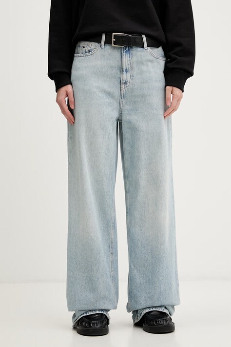 Tommy Jeans jeansy wide leg damskie niebieskie DW0DW22659