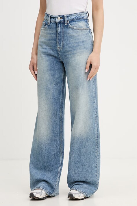 Tommy Jeans jeansy wide leg damskie niebieskie DW0DW22746