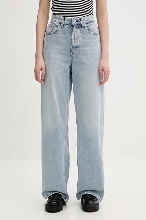 Tommy Jeans jeansy wide leg damskie niebieskie DW0DW23027