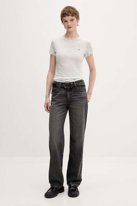 Tommy Jeans jeansy straight damskie szare DW0DW23045
