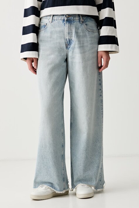 Tommy Hilfiger дънки wide leg дамски сини WW0WW48573