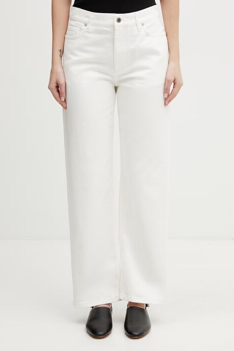 Maison Kitsuné джинси straight жіночі бежеві QW01101WD4024