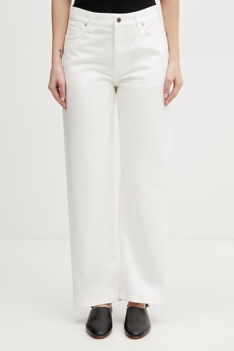 Maison Kitsuné джинси straight жіночі бежеві QW01101WD4024