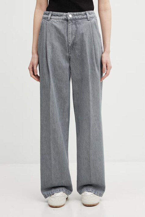 Maison Kitsuné jeansy relaxed fit damskie szare QW01103WD4021