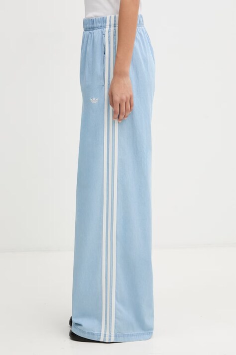 adidas Originals spodnie dresowe bawełniane damskie niebieskie high waist KY8111