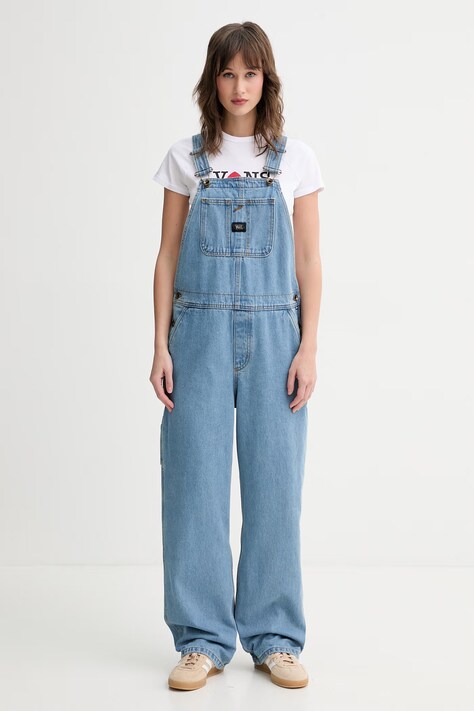 Vans ogrodniczki bawełniane damskie niebieskie VN000VPTCDX1