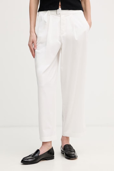 Marc Aurel spodnie damskie bawełniane z elastanem białe high waist 1323A10540
