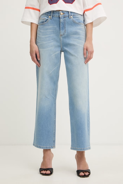 Just Cavalli jeansy straight damskie niebieskie 80PAB5S7 CDWCF