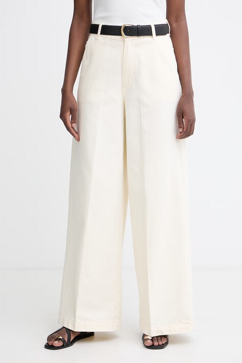 BOSS jeansy wide leg damskie CENTRAL 4.0 beżowe 50560975