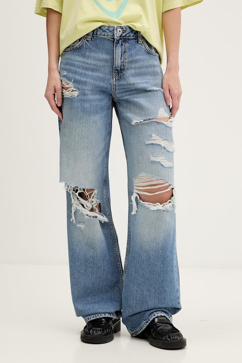 HUGO Blue jeansy straight damskie Gamala_4_B niebieskie 50561138