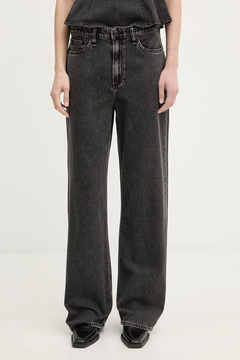 rag & bone jeansy wide leg damskie Logan czarne RJ2525H1FAN