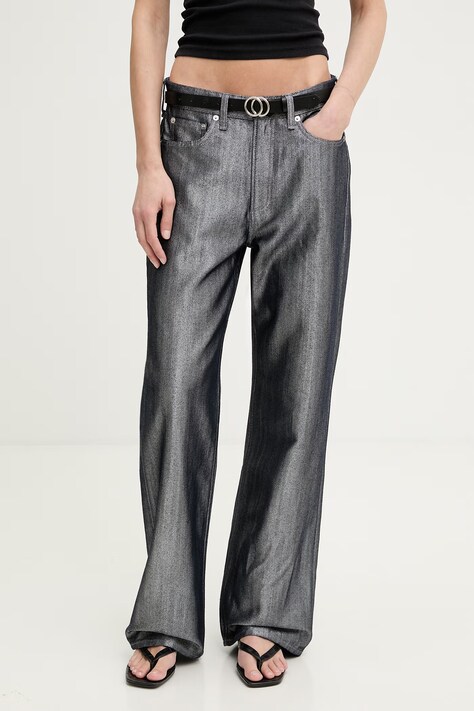 rag & bone jeansy wide leg damskie Logan granatowe RJ2525H1RLU