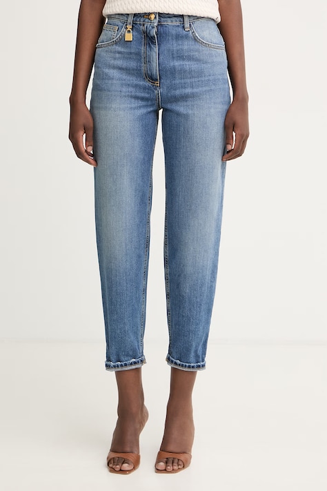 Elisabetta Franchi jeansy relaxed fit damskie niebieskie PJ27D61E1
