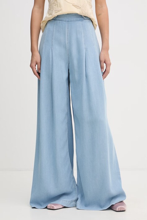 Blugirl Blumarine spodnie damskie z lyocellem niebieskie