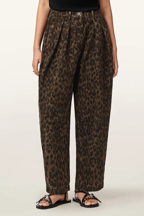 AllSaints jeansy barrel damskie brązowe W081EE