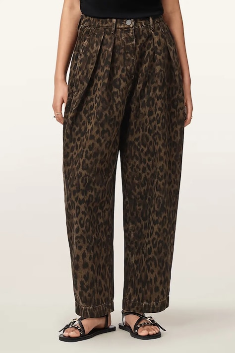 AllSaints jeansy barrel damskie brązowe W081EE