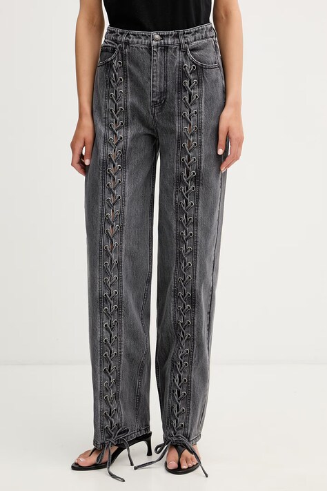 Rotate jeansy relaxed fit damskie szare 115069100