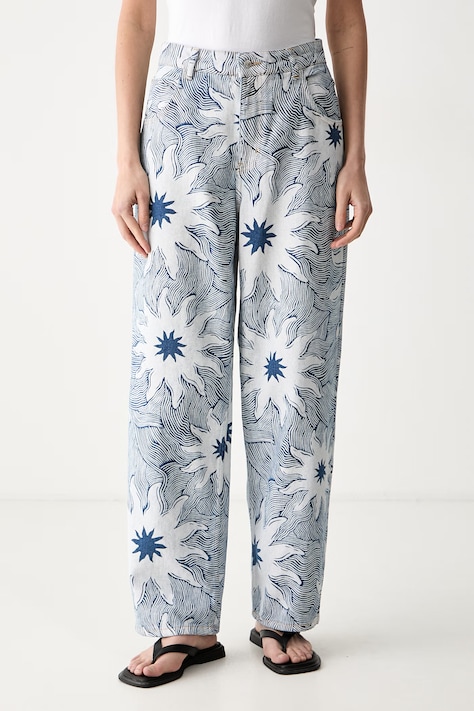 Never Fully Dressed jeansy relaxed fit damskie niebieskie NFDTR646