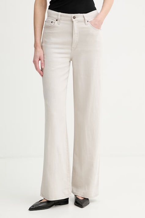Levi's jeansy wide leg damskie RIBCAGE WIDE LEG H223 beżowe A6081-0082