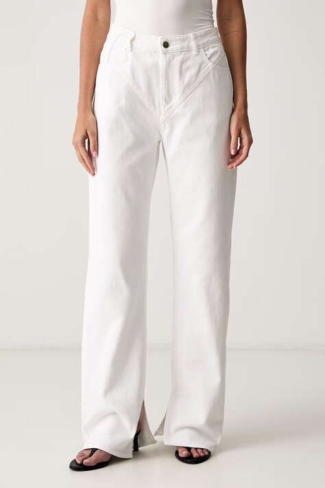 Le Privé jeansy straight damskie DEMI JEANS BLANC białe LP00792